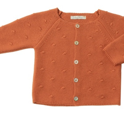 Casaco malha algodão orgânico c/ decote redondo ferrugem