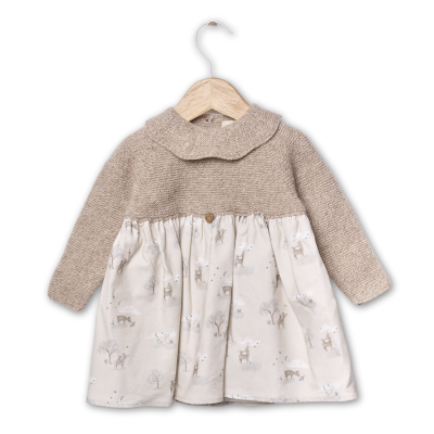 Vestido de manga comprida com animais da floresta | BUNNY AND FRIENDS Wedoble