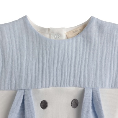 Babygrow algodão pérola e azul Sweet Bunny