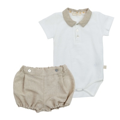 Conjunto algodão 2 peças pérola e bege Fruity