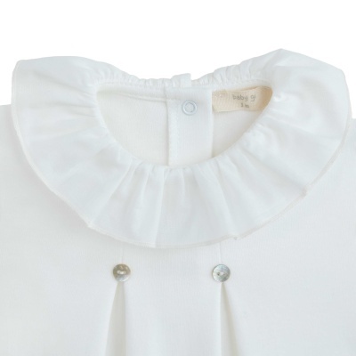 Babygrow algodão c/ gola folho pérola
