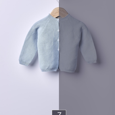 Casaco com decote redondo tricotado em algodão orgânico azul indígo | PURE FEELINGS