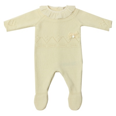 Babygrow malha com gola redonda em cru