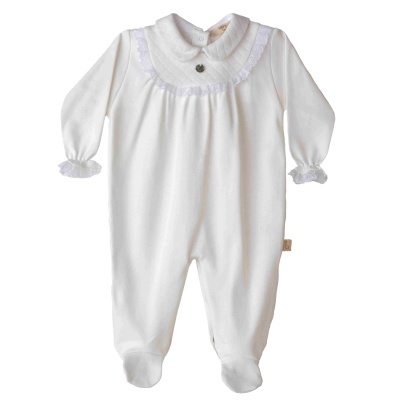 Babygrow algodão pérola com renda