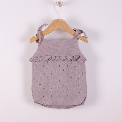 Fofo de alças tricotado em algodão orgânico lilás | BREEZE