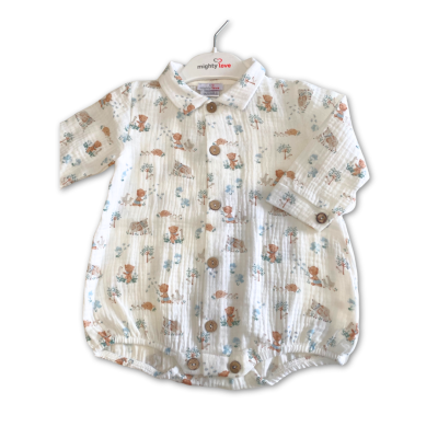 Conjunto algodão jardineira + body blusa | THÉO Mighty Love