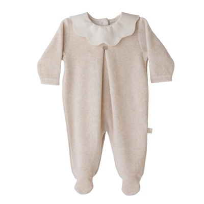 Babygrow Laminado com gola piquê bege