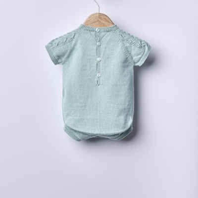 Fofo de manga curta tricotado em algodão orgânico verde menta | ROMANTIC SPRING DAY