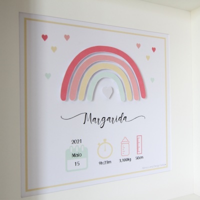 Quadro Dados de Nascimento - Arco-Íris