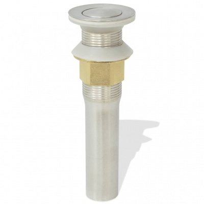 Válvula de dreno metálica cromada com rosca e acabamento prateado