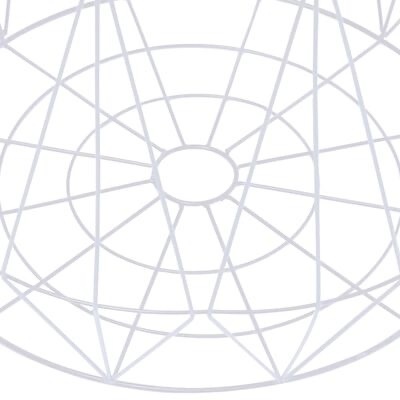 Grelha metálica circular branca com padrão geométrico