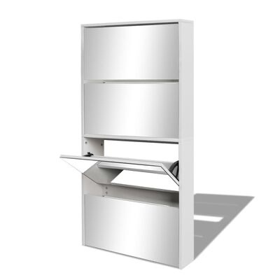 Móvel organizador branco com portas basculantes cinza