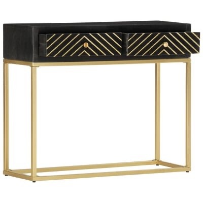 Mesa de canto com gavetas em preto e dourado