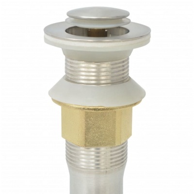 Ralo pop-up metálico branco e dourado para lavatório