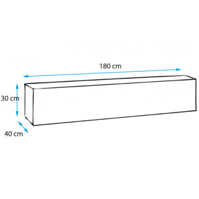 Desenho esquemático de uma caixa retangular com dimensões