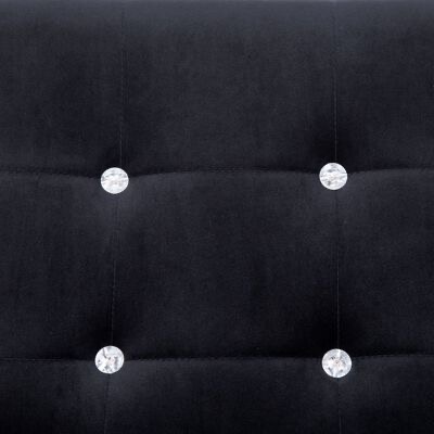 Estofado preto aveludado com botões brilhantes tipo cristal