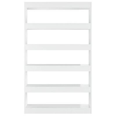 Estante branca com cinco prateleiras e design simples