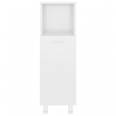 Móvel de arrumação alto branco com compartimento aberto e porta com puxador