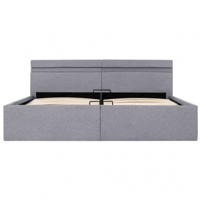 Cama de casal estofada cinza com cabeceira