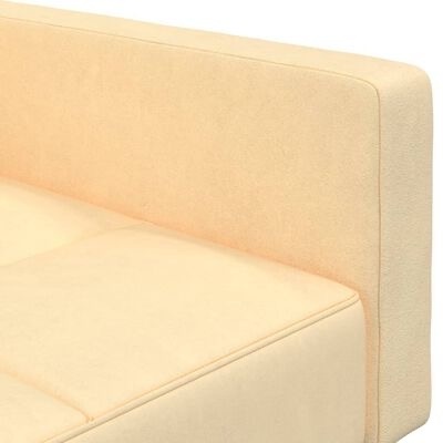 Sofá amarelo claro com tecido macio e design simples