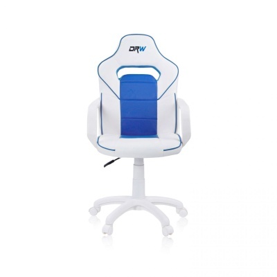 Cadeira de escritório gaming azul e branca DRW