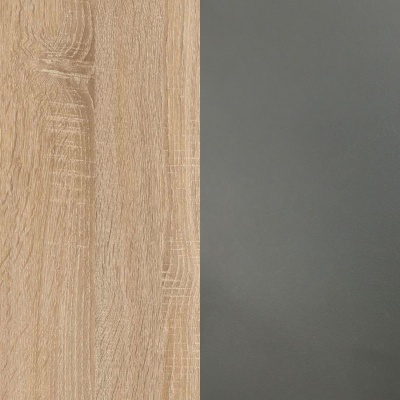 Superfícies lado a lado de madeira clara e cinza escuro