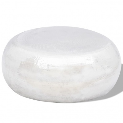 Mesa de centro metálica redonda prateada