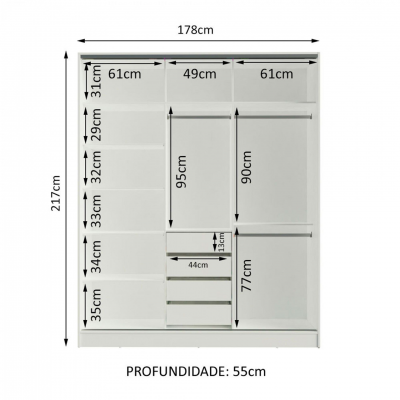 Roupeiro Teckon (3 portas de correr )