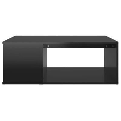 Móvel de sala de estar preto com secções fechada e aberta