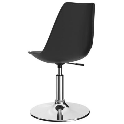 Cadeira moderna preta com base cromada redonda e ajustável