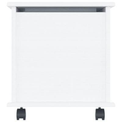 Carrinho móvel branco de madeira com rodas pretas