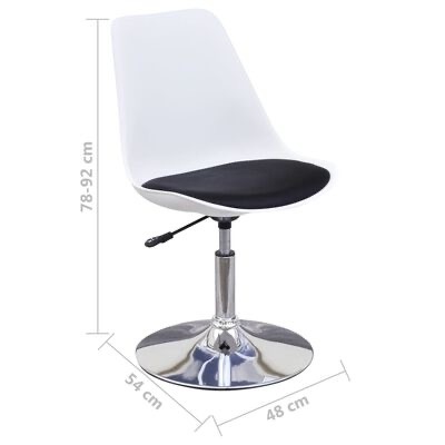 Cadeira branca com assento preto ajustável em altura