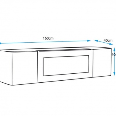Desenho esquemático de móvel suspenso retangular com dimensões indicadas.