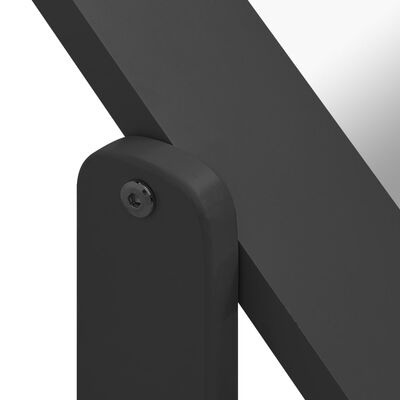 Detalhe de estrutura metálica preta com parafuso num fundo branco