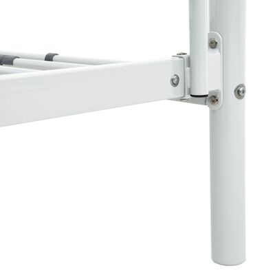 Estrutura metálica branca de cama com parafusos