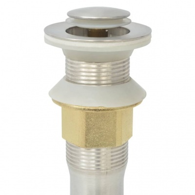 Sifão metálico com porca de latão dourado e tampa redonda