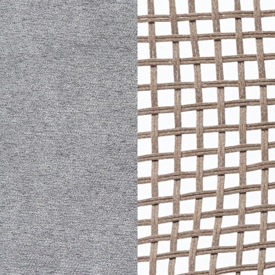 Tecido cinzento e estrutura de fita entrelaçada bege