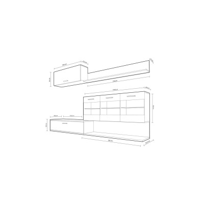 Desenho técnico de conjunto modular de móveis para sala de estar