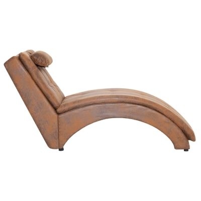 Chaise longue castanha com encosto reclinável e almofada oval