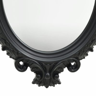 Espelho oval com moldura preta decorativa ornamental