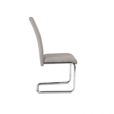 Cadeira de escritório cinza com estrutura metálica cromada