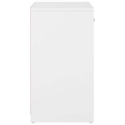 Armário vertical branco com porta lisa e puxador lateral