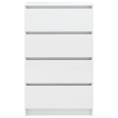 Cómoda branca com quatro gavetas e design minimalista