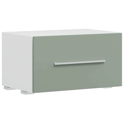 Móvel de arrumação com gaveta verde seco e estrutura branca