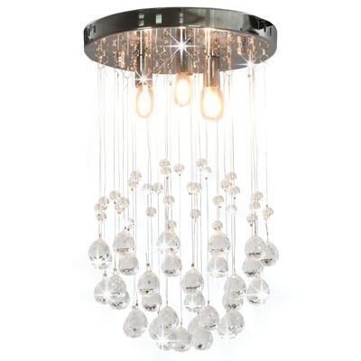 Lustre de teto com cristais transparentes e base cromada