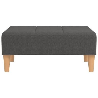 Banco estofado retangular cinzento escuro com pés de madeira clara