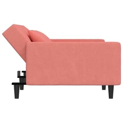 Sofá-cama de tecido cor de rosa