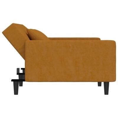 Sofá reclinável castanho alaranjado lateral