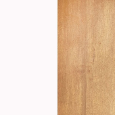 Superfície de madeira clara com textura natural ao lado de área branca