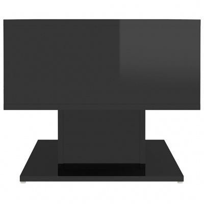 Mesa de centro preta em vidro com base central sólida